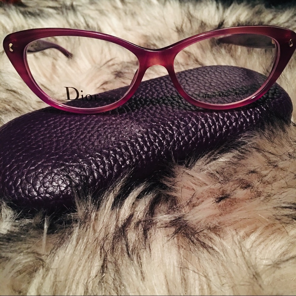 Auth. Dior Purple & Pink Cat Eye Glasses.